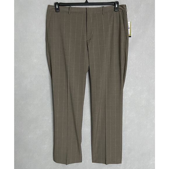 Perry Ellis Portfolio Men's 38x32 Dress Pants Modern Fit Stretch Dark Beige NEW - Picture 2 of 10